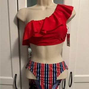 One Shoulder Kona Sol Vibrant Red Bikini